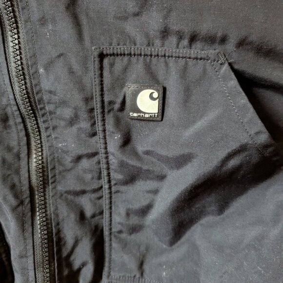 Carhartt Jacket Mens Corduroy Collar Fleece Lined Nylon Black Zip J199? 3XL - Picture 2 of 16